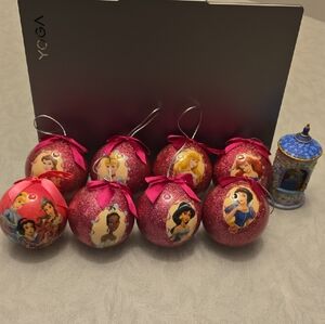 Disney Princess Pink Christmas Ornaments Set